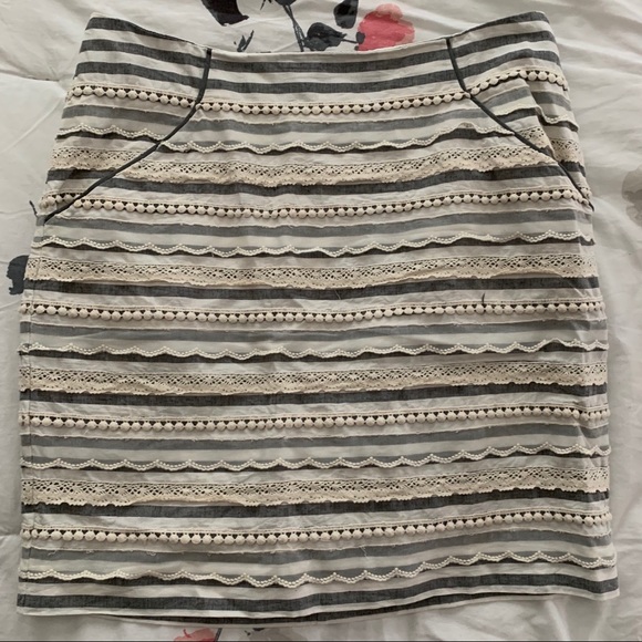 Anthropologie Pencil Skirt with Lace Detail - Picture 2 of 6